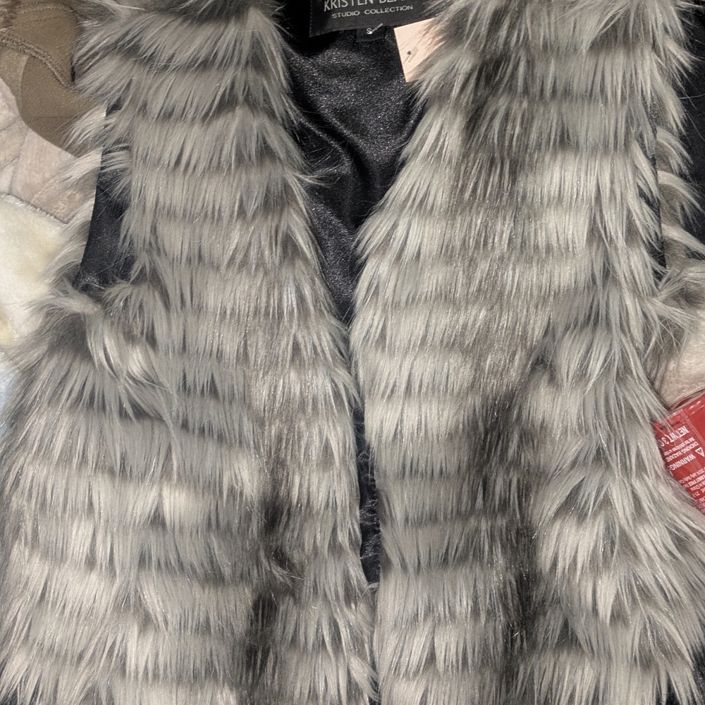 Kristen Blake Silver Faux Fur Jacket